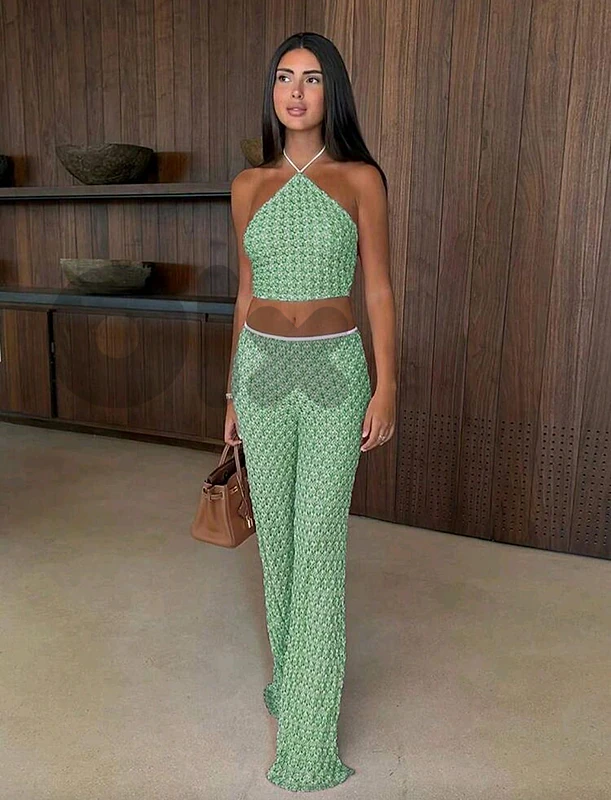 green set of top and pants