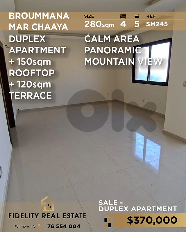 Apartment duplex for sale in Mar Chaaya SM245 شقة  للبيع في مار شعيا