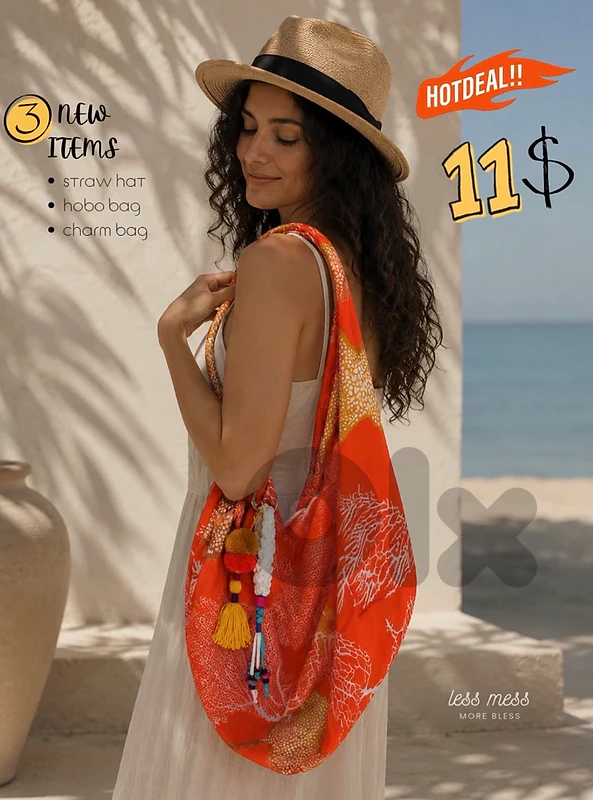 offer hobo bag+hat+charm all new
