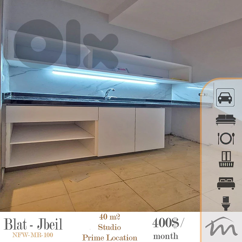 Blat - Jbeil | 40m² Open Space Studio | Prime Location | Parking Spot