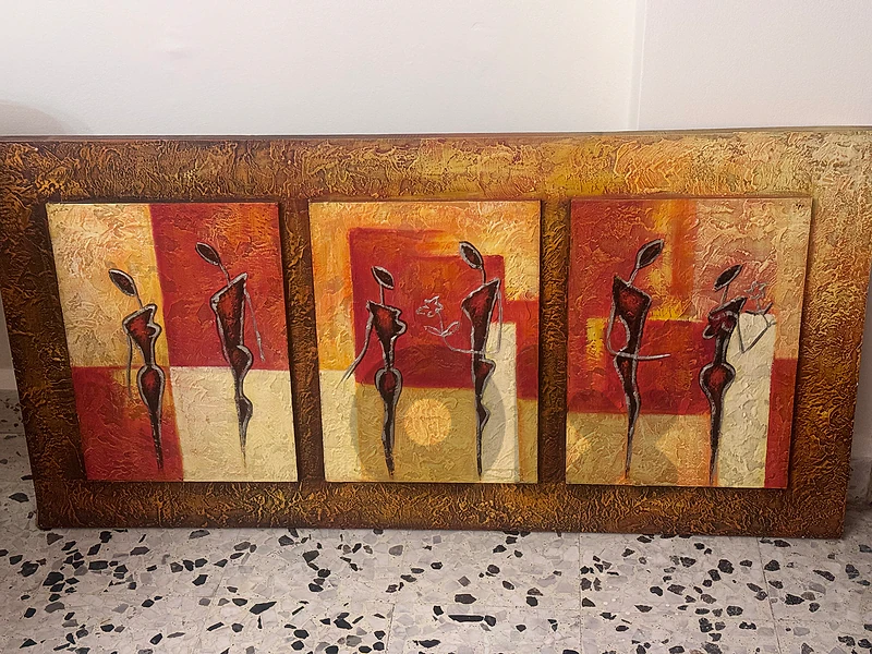 Original Hand-Painted Modern Abstract Triptych Wall Art