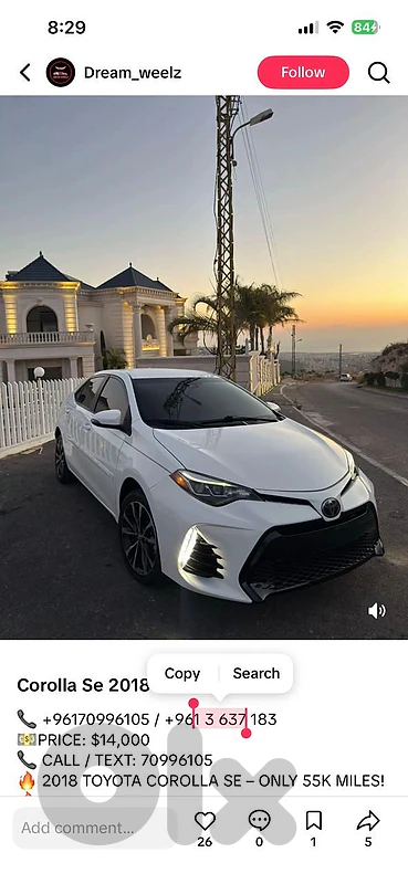 Toyota Corolla 2018 SE