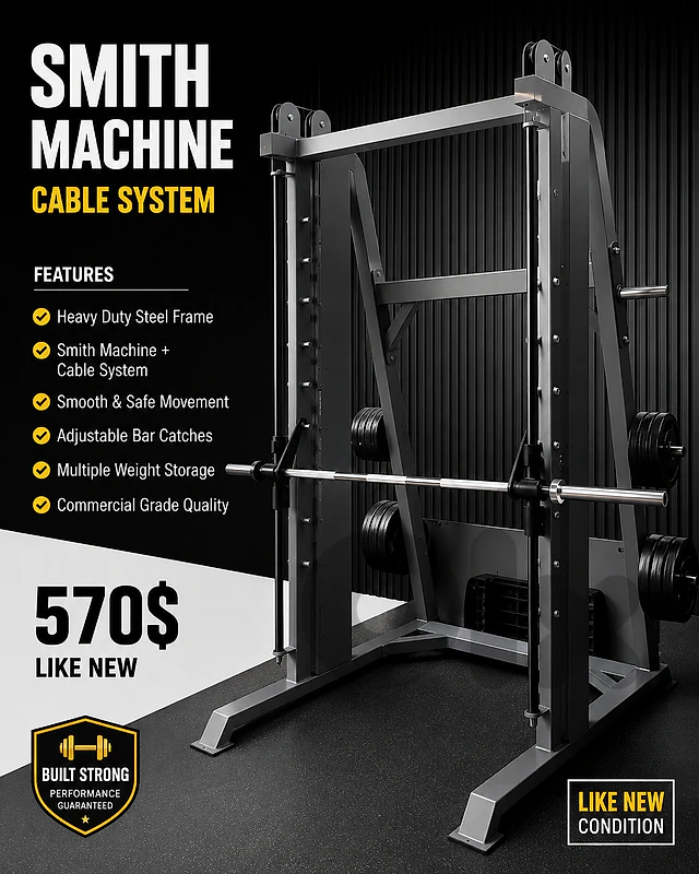 Smith machine cable like new heavy duty 570$