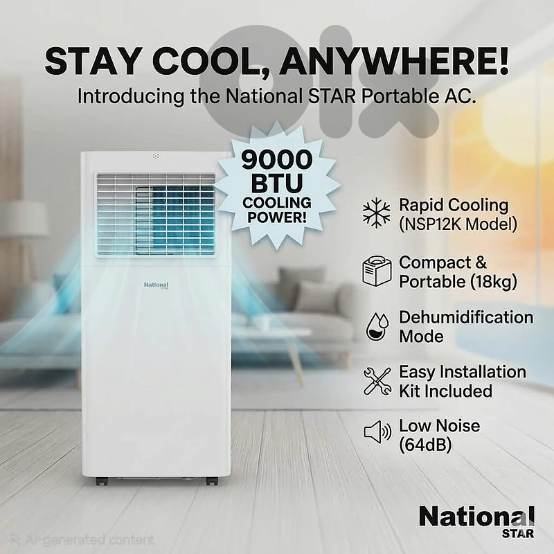 AC portable 9000 btu, air condition 9000, مكيف نقال ٩٠٠٠