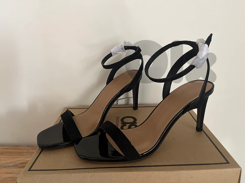 ASOS 'HALF TIME' Barely There Black Heeled Sandals – UK 3.5