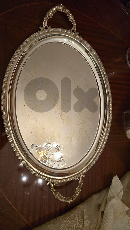 Large Vintage Silver Plated Serving Tray - Heavy, Ornate, 68cm