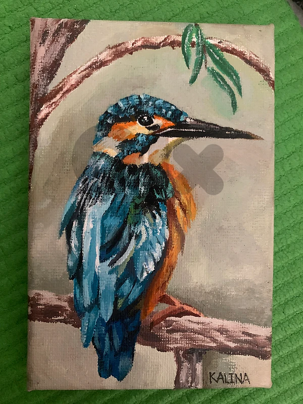 Kingfisher acrylic painting