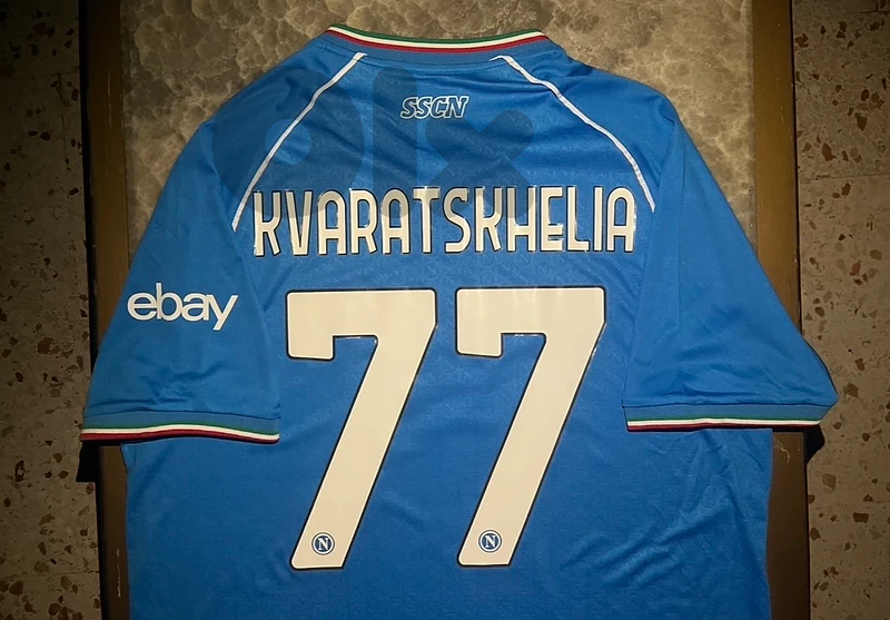 Napoli EA7 scudetto 2023 home Kvaratskhelia 77 jersey
