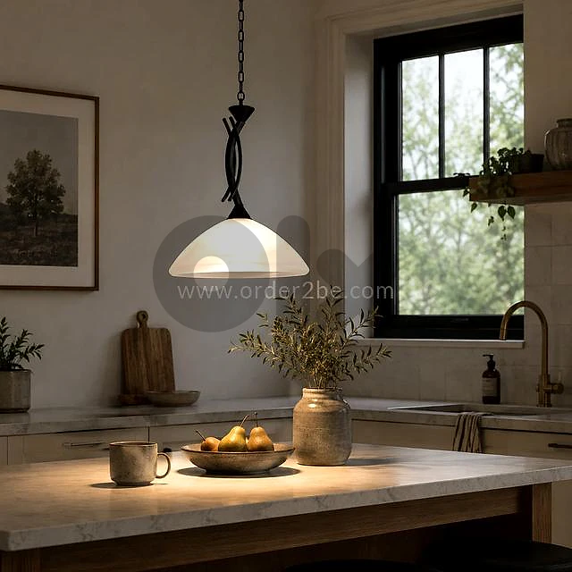EGLO Vinovo Alabaster Glass Pendant Light
