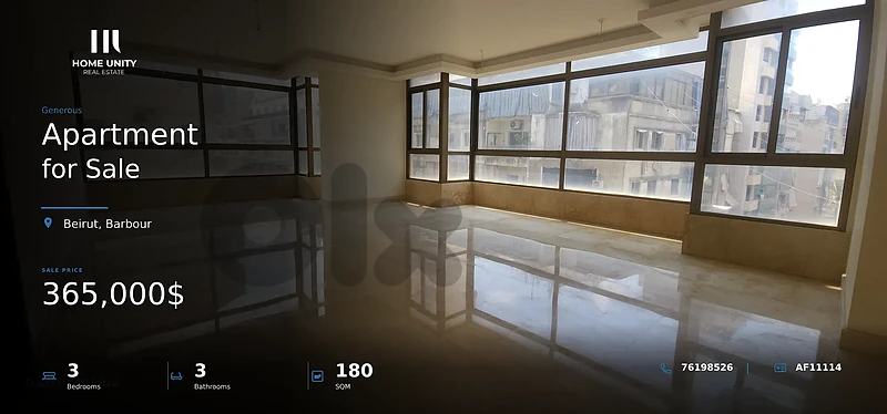 3-bedrooms Apartment for Sale , located in Barbour , Beirut
