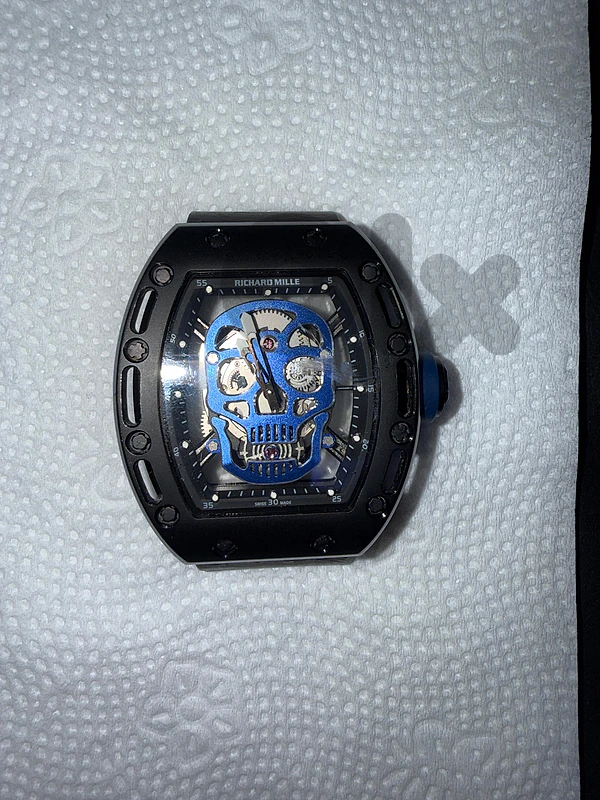 💙 Swiss Super Clone Skeleton Watch – Blue & Black Edition