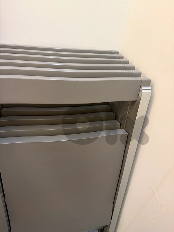 8 Grey Folding Italian Chairs – Space-Saving, Sturdy & Great Condition
