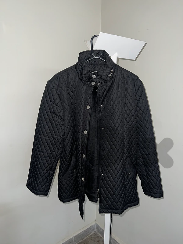 Derfa black quilted jacket size 46 fleece lined winter coat