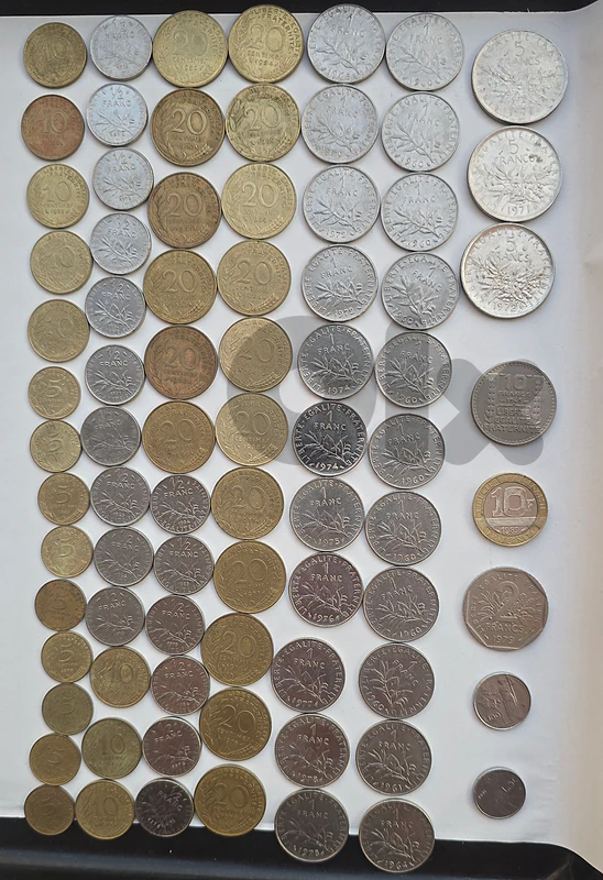 France Franc Coins Lot 61 Pcs | 1960s-1980s | Pre-Euro | 1c to 10F