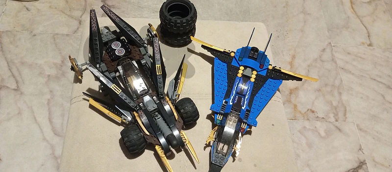 Lego Ninjago Coles tread assault and jays storm fighter no minifigures