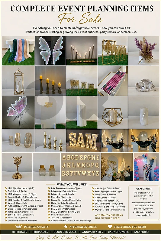Event Décor Clearance Sale   تصفية مستلزمات ديكور المناسبات