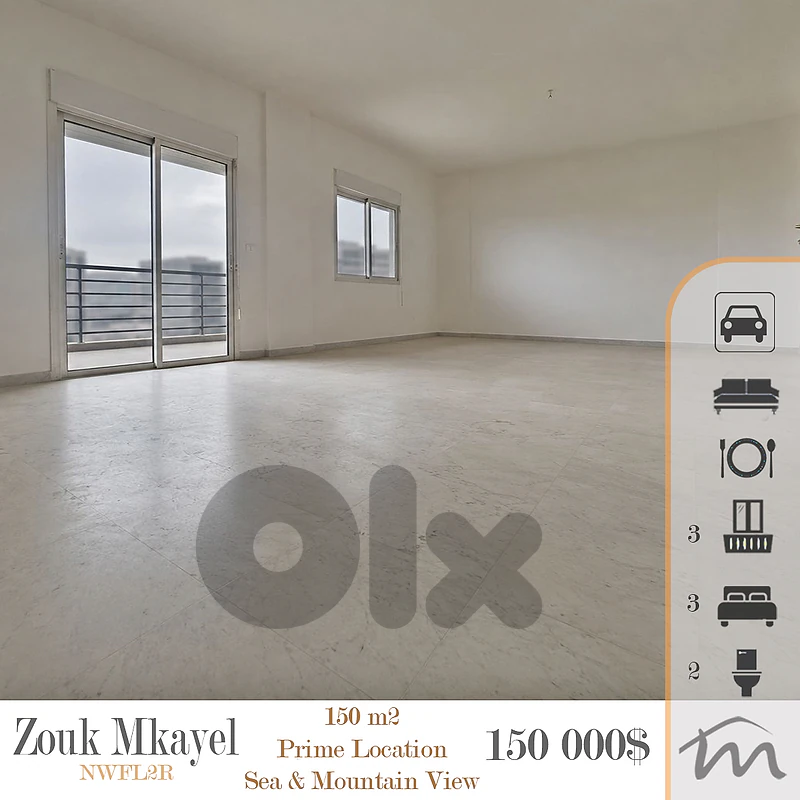 Zouk Mkayel | 3 Bedrooms Apartment | 3 Balconies | Sea & Mountain View