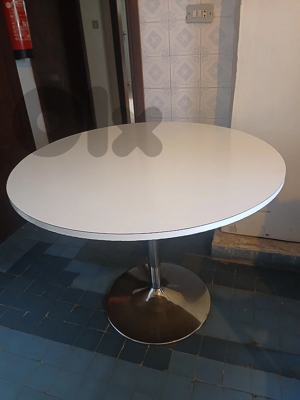 White Table With Chrome