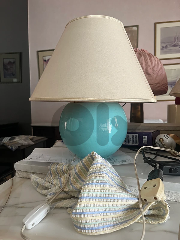 Vintage St. Clément France Ceramic Boule Lamp – Mid-Century Turquoise