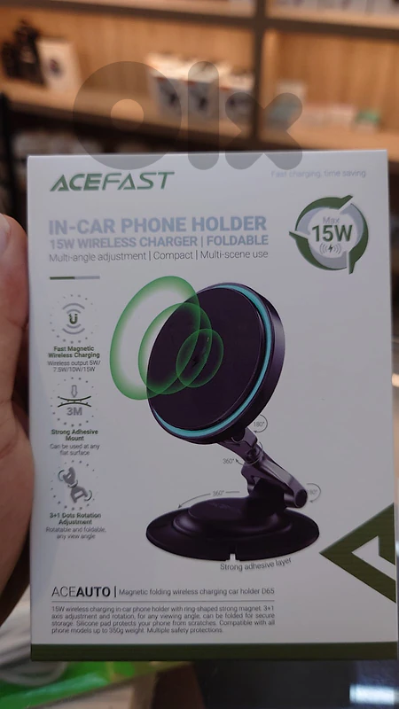 Acefast ace auto magnetic folding wireless charging car holder d65
