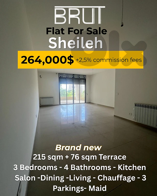 215 sqm Apartment +70 sqm Terrace for aale in Shayleh - Under Market