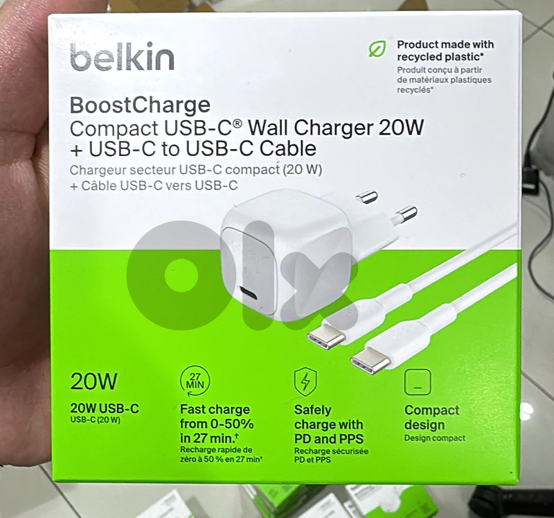 Belkin Boostcharge compact usb-c wall charger 20w 2pin + usb-c to usb-