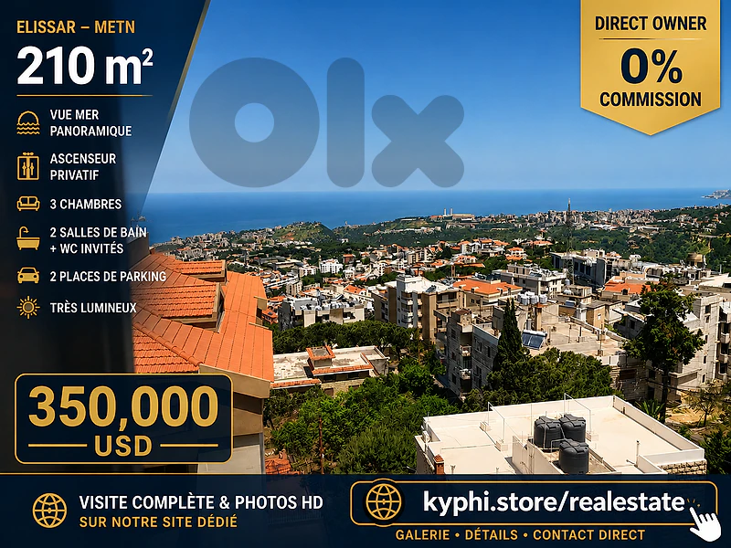 210 sqm Apartment -Sale in Elissar | Panoramic Sea View | Private Elev