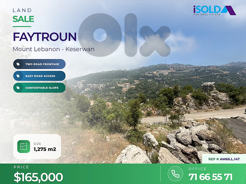 A 1275 m2 land for sale in Faytroun - أرض للبيع في فيطرون