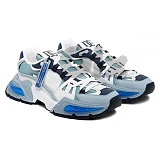 Sky Blue and Multicolour Calf Leather Airmaster Low Top Sneakers