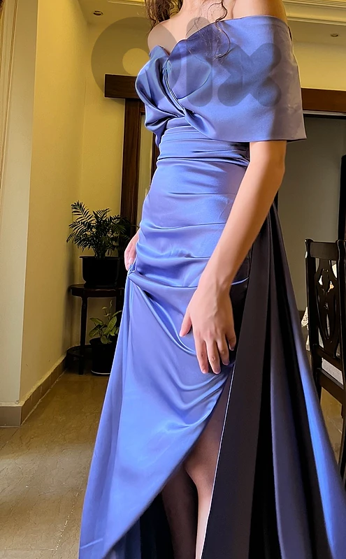 elegant Off-Shoulder Satin Evening dress