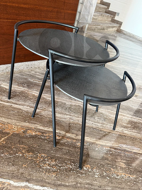 Modern Black 2-Tier Round Side Table