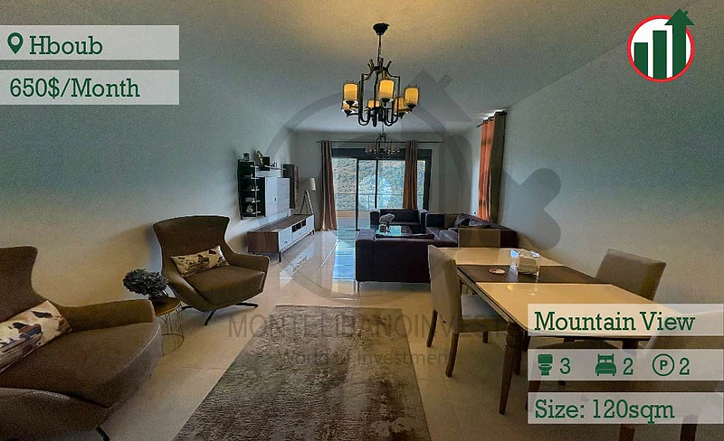 Furnished Apartment for Rent in Hboub with Open Mountain View !!