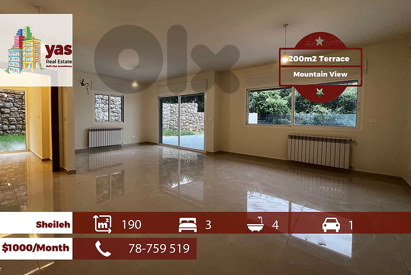 Sheileh 190m2 | 200m2 Terrace | Mountain View | Rent | KS