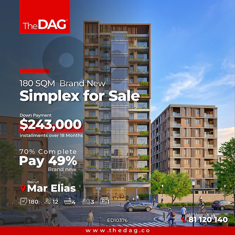 Pay 49% and get a 180 SQM Apartment for Sale in Mar Elias - شقة للبيع
