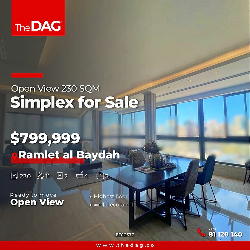 Open View 230 SQM Flat Apartment for Sale in Ramlet al Baydah - شقة للبيع