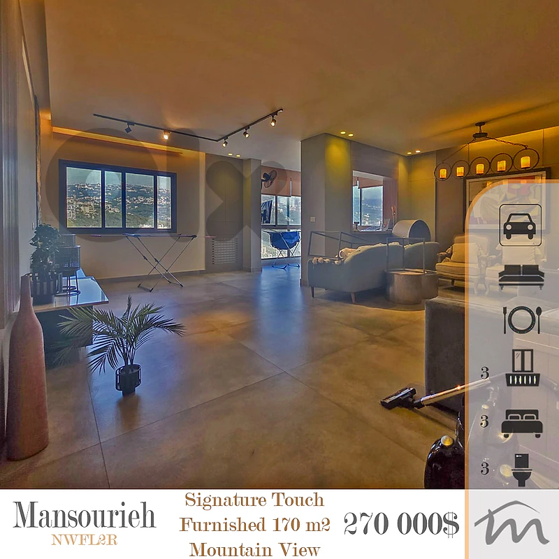 Mansourieh | Signature Touch | Furnished 3 Bedroom Apart | 3 Balconies