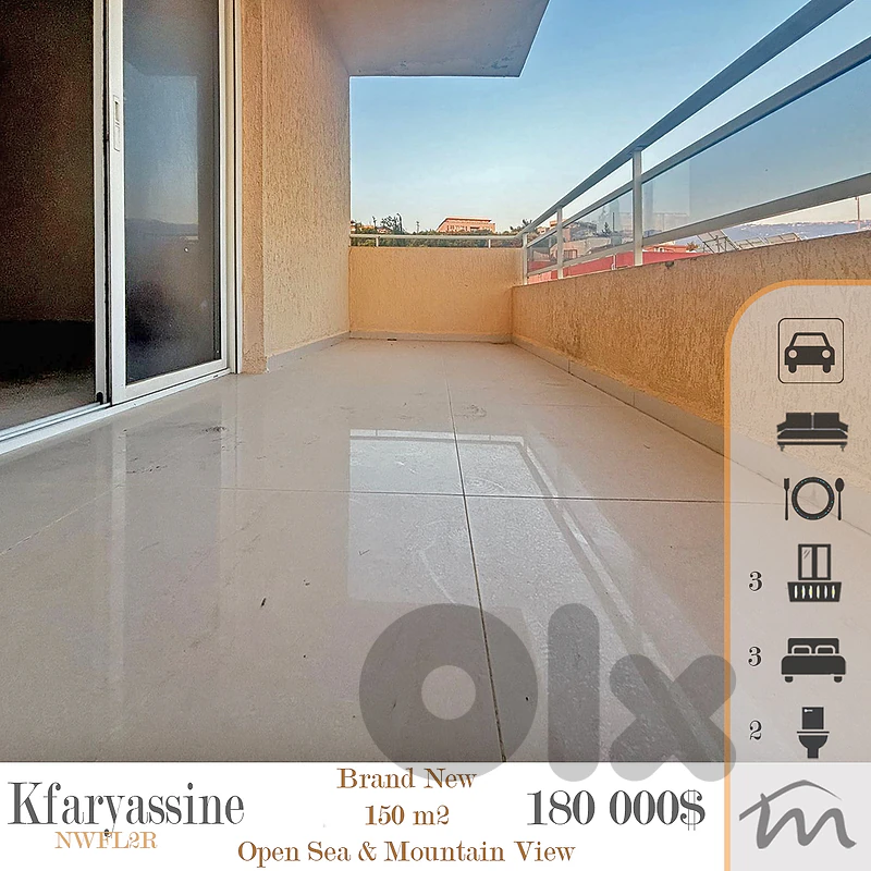 Kfaryassine | Prime Investment | Brand New 150m² | Sea-Mountain View
