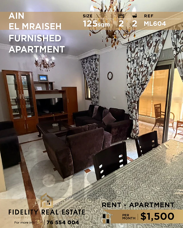 Apartment for rent Ain El Mraisseh ML604 شقة  للإيجار في عين المريسة
