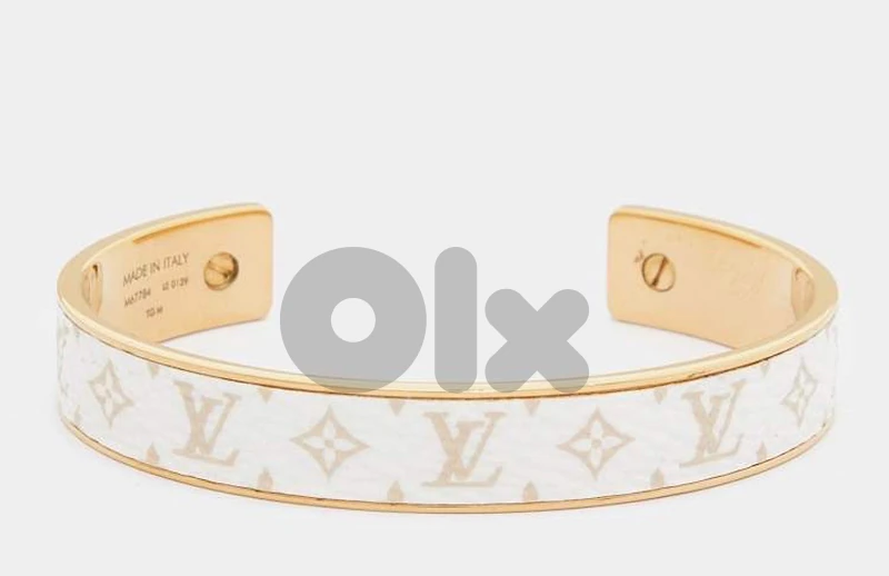LV Canvas Monogram Gold Tone Cuff Bracelet