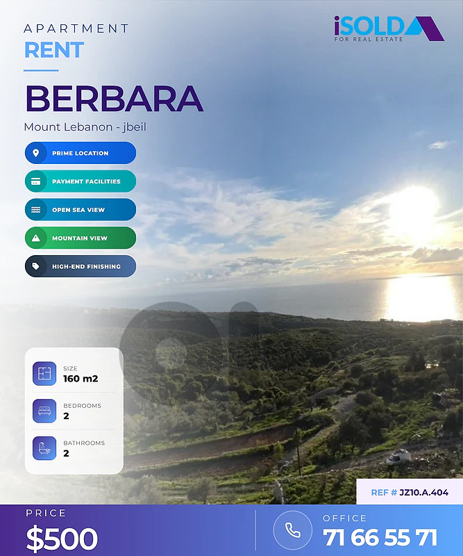 Apartment+open sea view 4 rent in Berbara -  شقة للإيجار في بربارة