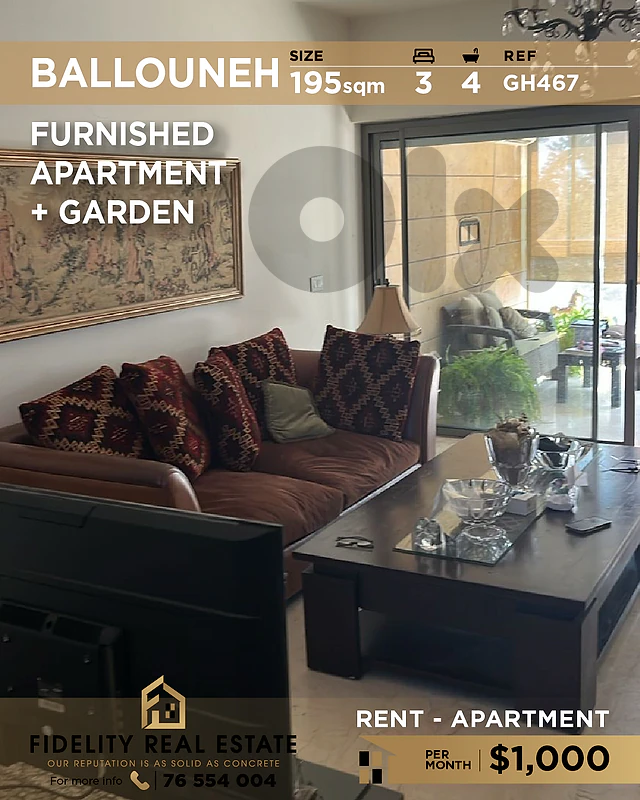 Apartment for rent in Ballouneh GH467 شقة  للإيجار في بلونة
