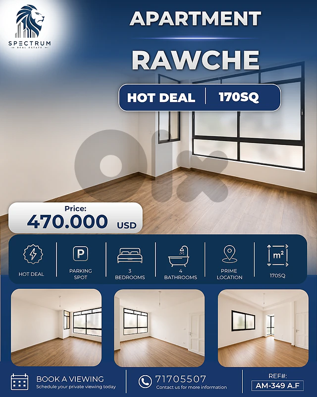 HOT DEAL ! RAWCHE PRIME | 170SQ | 3 BEDROOMS | AM-349 A.F HOT DEAL ! RAWCHE PRIME | 170SQ | 3 BEDROOMS | AM-349 A.F
