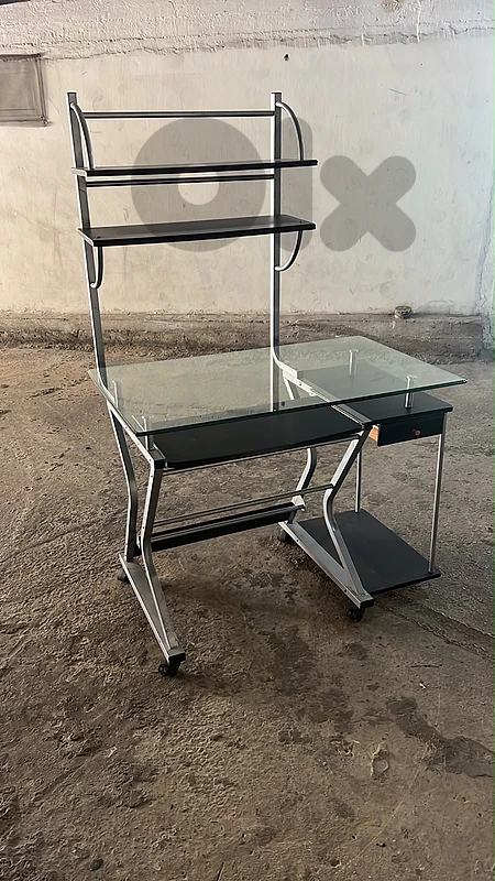 desk and shelves