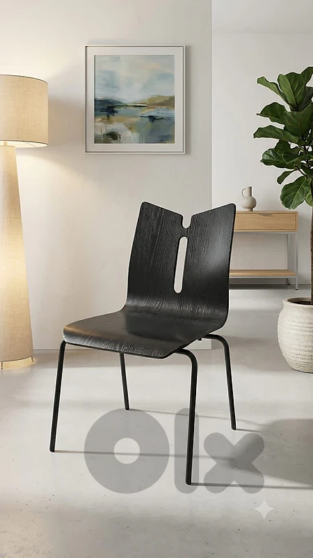 6 wood black chairs
