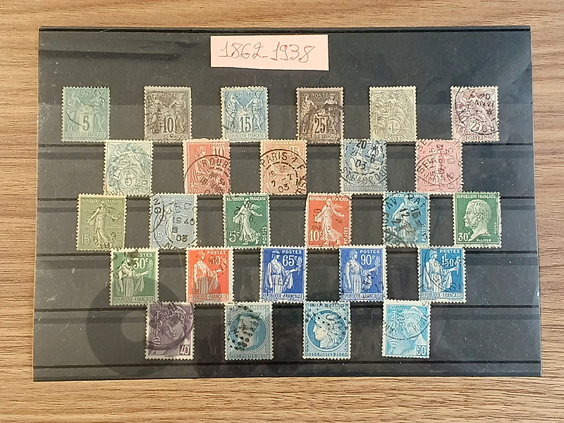 26 french stamps 1862 /1938 used ٢٦ طابعاً فرنسياً مستعمل  ١٨٦٢/ ١٩٣٨
