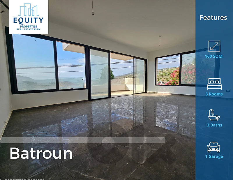 160 SQM Apartment For Sale In Batroun شقة للبيع #CT52298