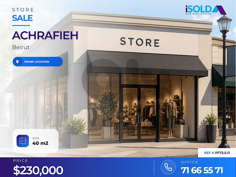 A 40 m2 ground floor store for sale in Achrafieh