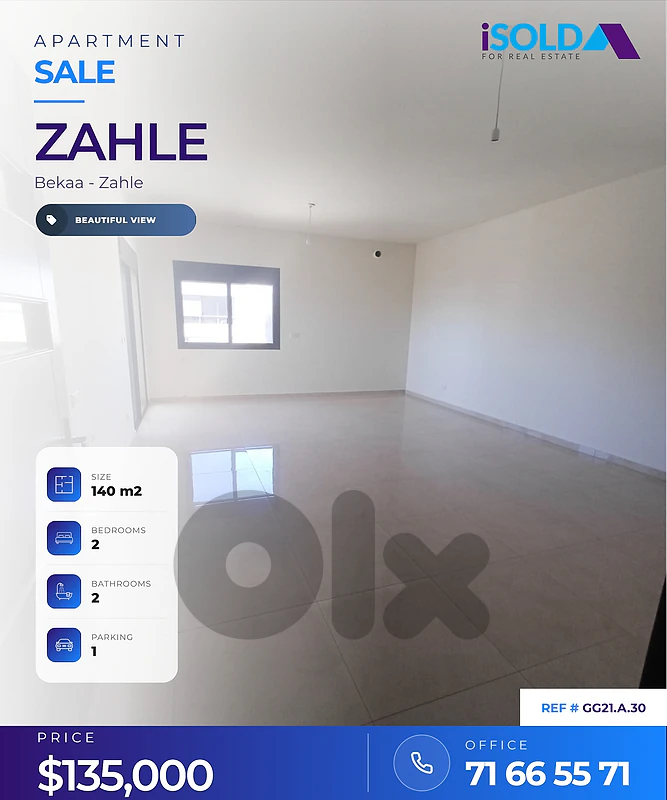 A 140 m2 apartment for sale in Dhour Zahle
