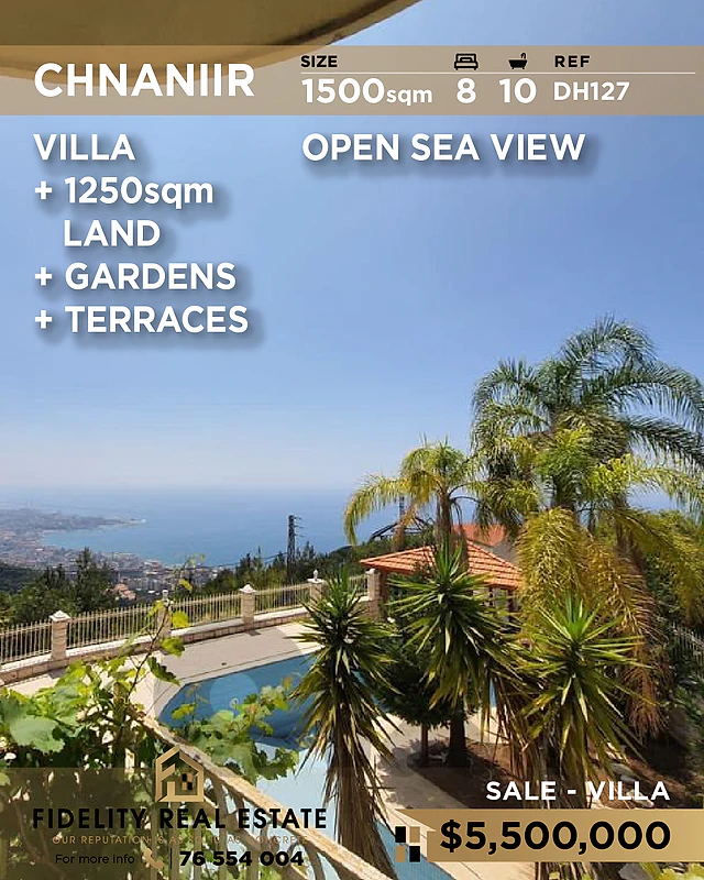 Villa for sale in Chnaniir DH127 فيلا للبيع في  شننعير