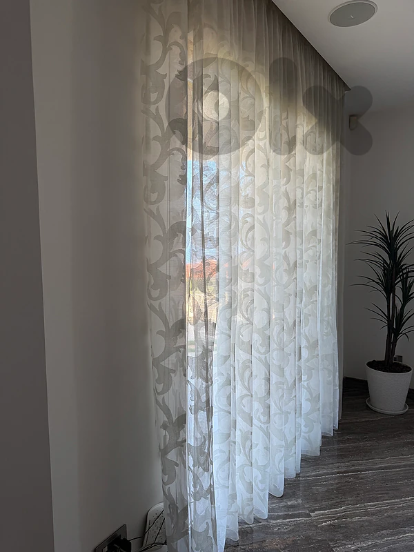 4 Sheer Patterned Curtains + 1 Matching Roman Blind (Bateau)